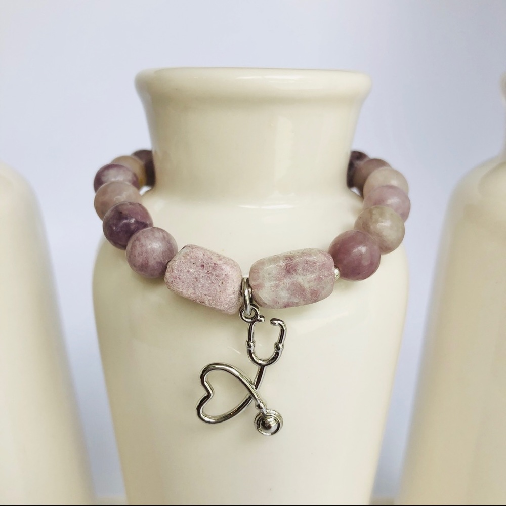 GEMSTONE Lilac Jasper Doctor Stethoscope Bracelet
